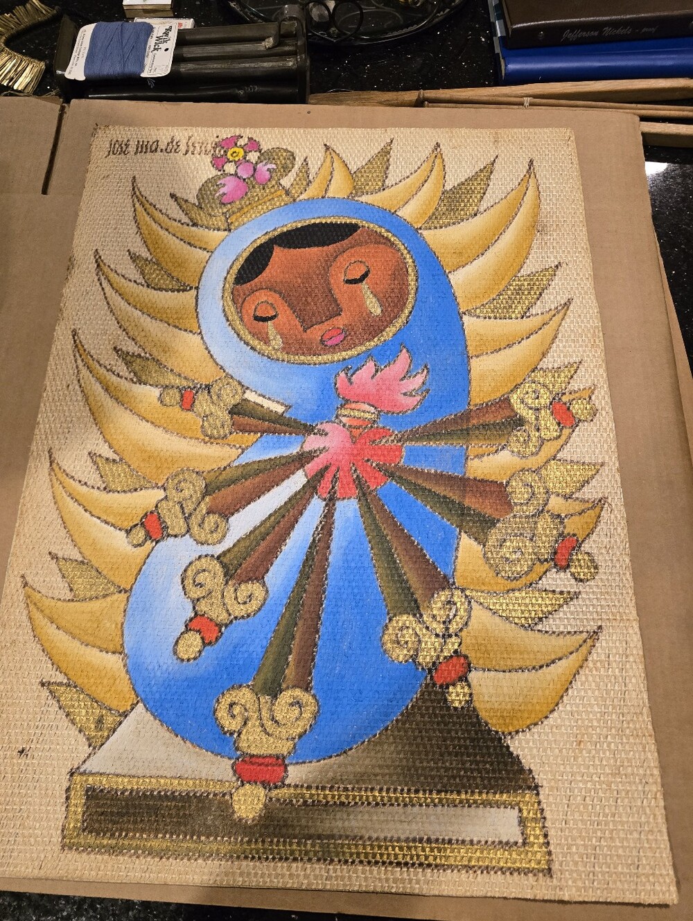 Original oil on burlap painting - Mexican artist Jose Maria De Servin Never Used